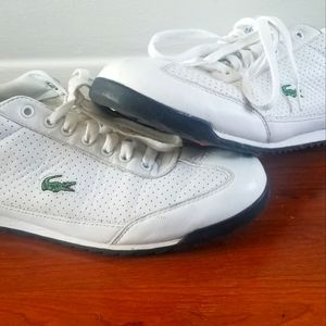 MENS WHITE LACOSTE CASUAL TENNIS SHOES